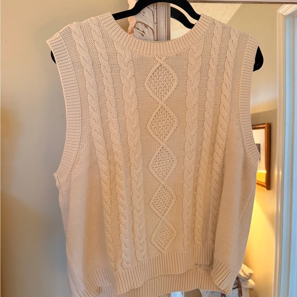 J. Crew Cream Cable Knit Sweater Vest - Picture 2 of 6